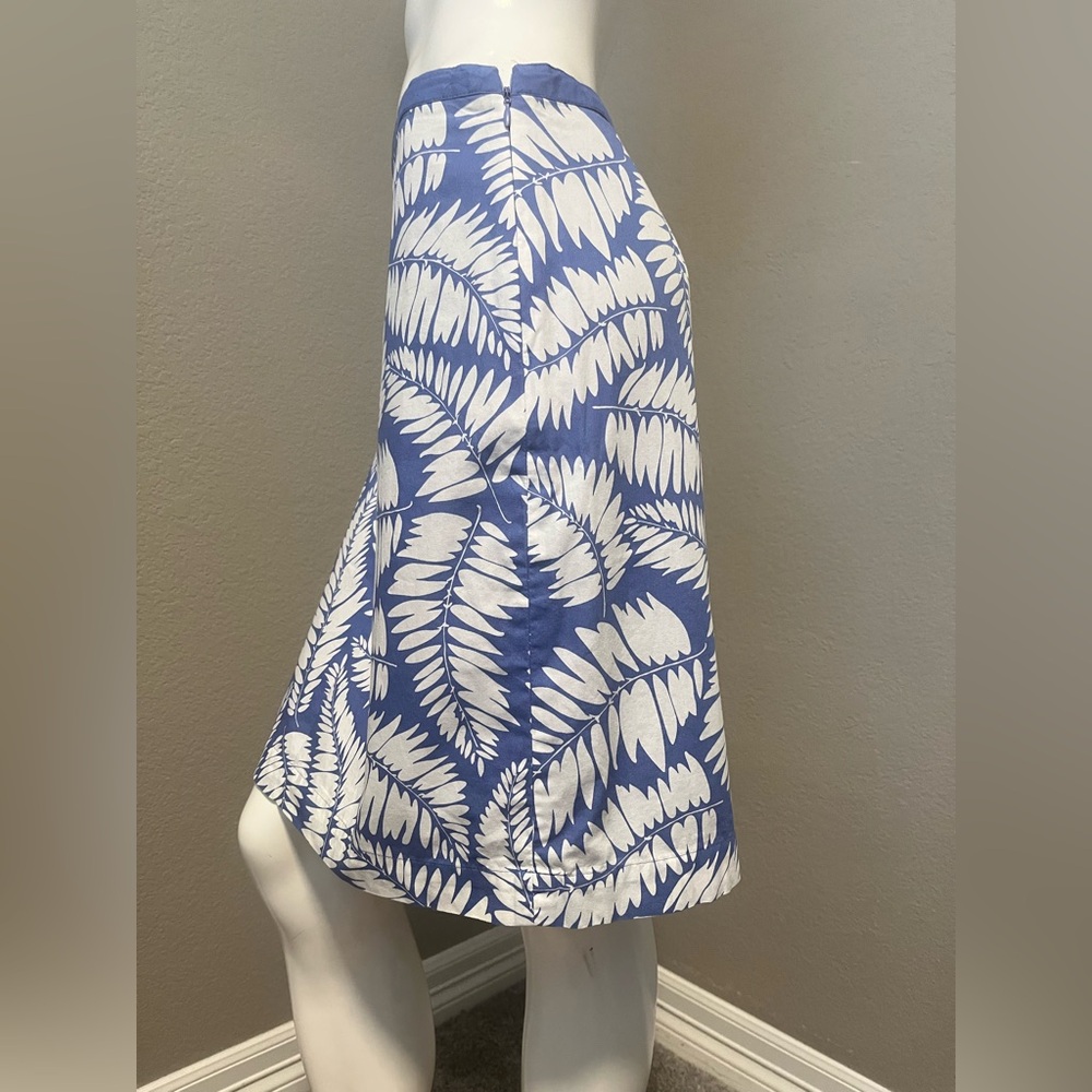 BODEN Women’s Blue Purple & White Leaf Print 100%Cotton A-Line Skirt Size US 6P - Picture 3 of 11